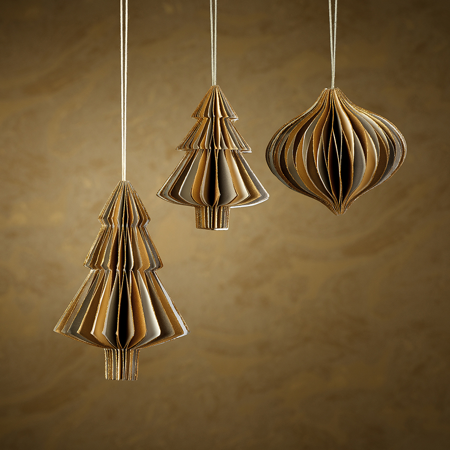 Wish Paper Decorative Ornaments - Off-White & Gold - Christmas Decor by Carlyle Avenue