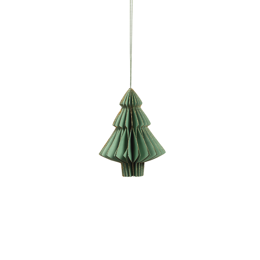 Wish Paper Decorative Ornaments - Green w/Gold Glitter - Christmas Decor by Carlyle Avenue