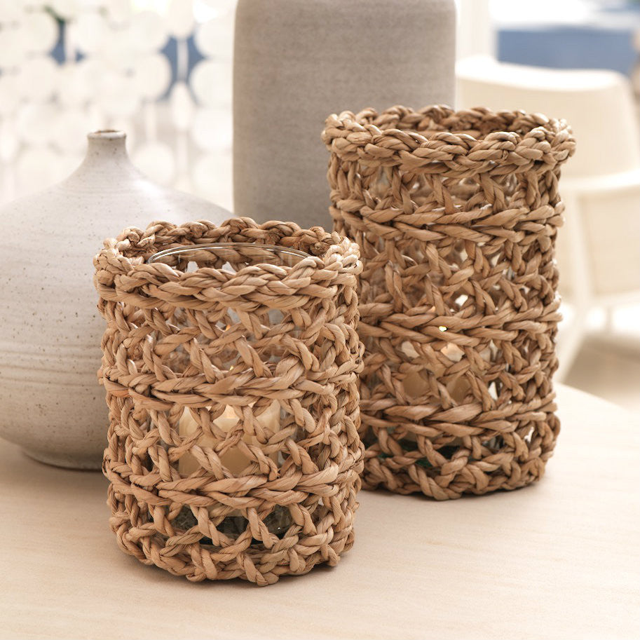 Seagrass Open Weave Hurricane - Candle Holders by Carlyle Avenue