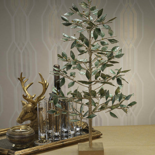 Golden Metal Tree with Green Leaves - Decorative Accessories by Carlyle Avenue