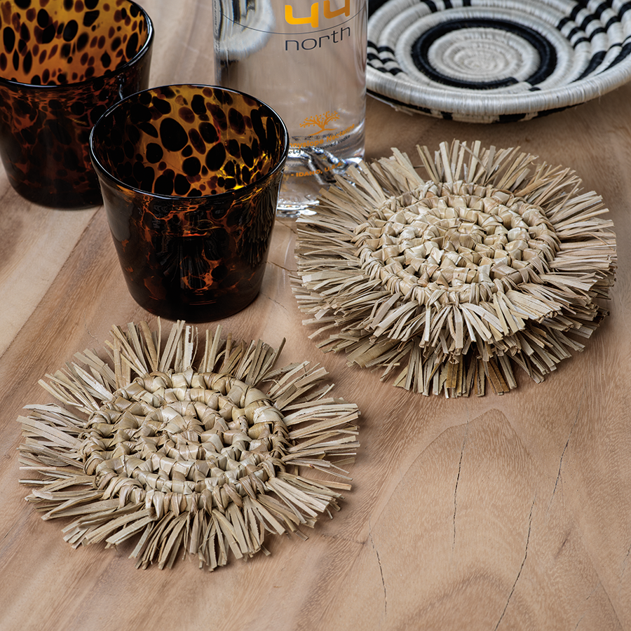 Tropical Pandan Fringed Coasters - Set of 4 - Coasters by Carlyle Avenue