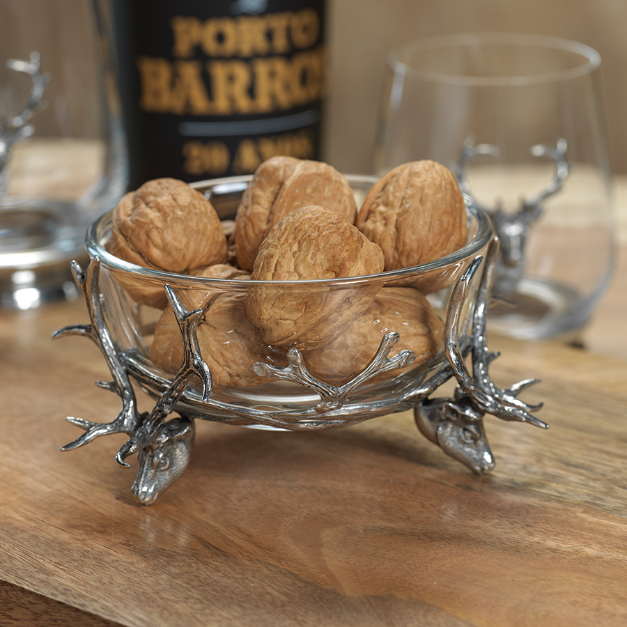 St. Anton Pewter and Glass Stag Head Bowl - Serveware by Carlyle Avenue