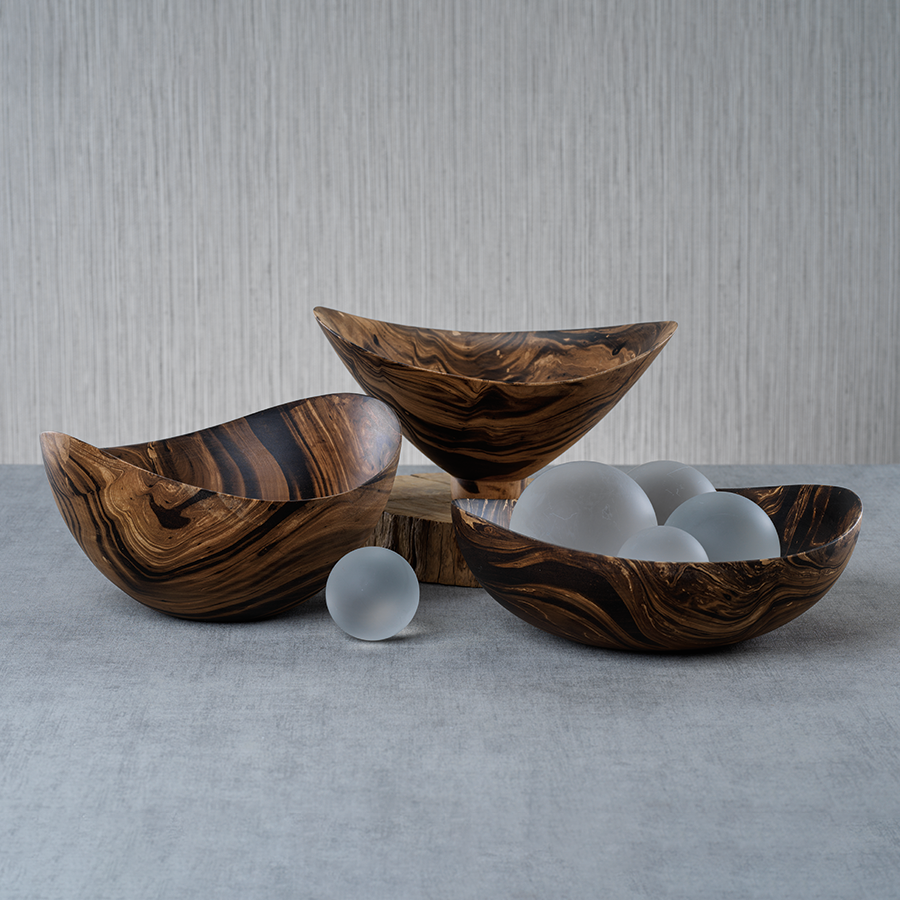 Mango Wood Marbelized Bowls - Decorative Accessories by Carlyle Avenue