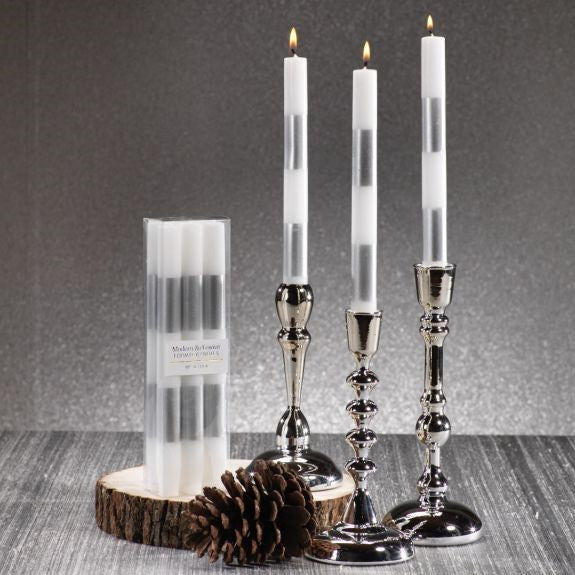 Modern & Festive Silver Formal Taper Candles - Set of 6 - Candles by Carlyle Avenue