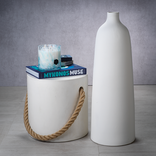 Marina Concrete Stool w/Rope Accent - White - Furniture by Carlyle Avenue