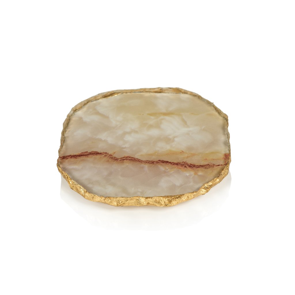 Agate Marble Glass Coaster with Gold Rim - Set of 4 - Coasters by Carlyle Avenue