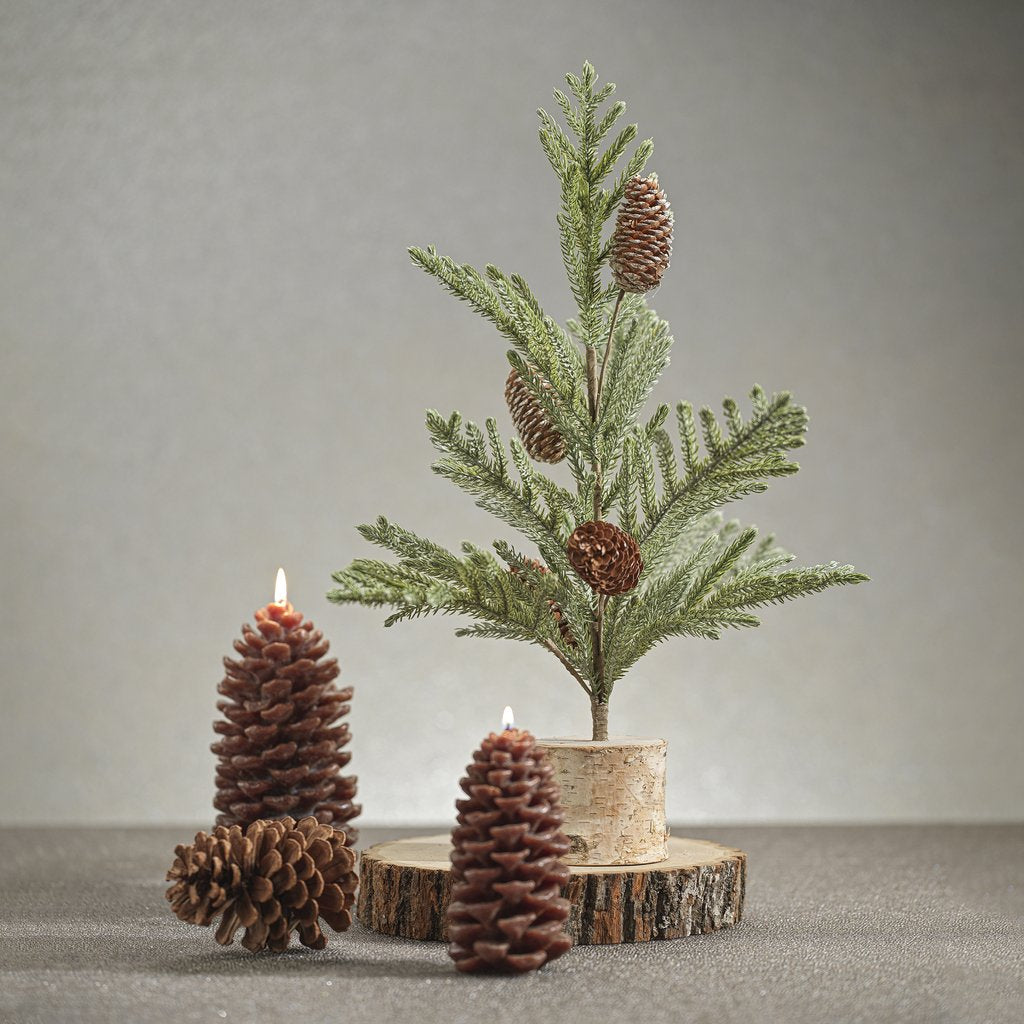 Spruce Tree with Small Pine Cones on Birch Base - Seasonal & Holiday Decorations by Carlyle Avenue