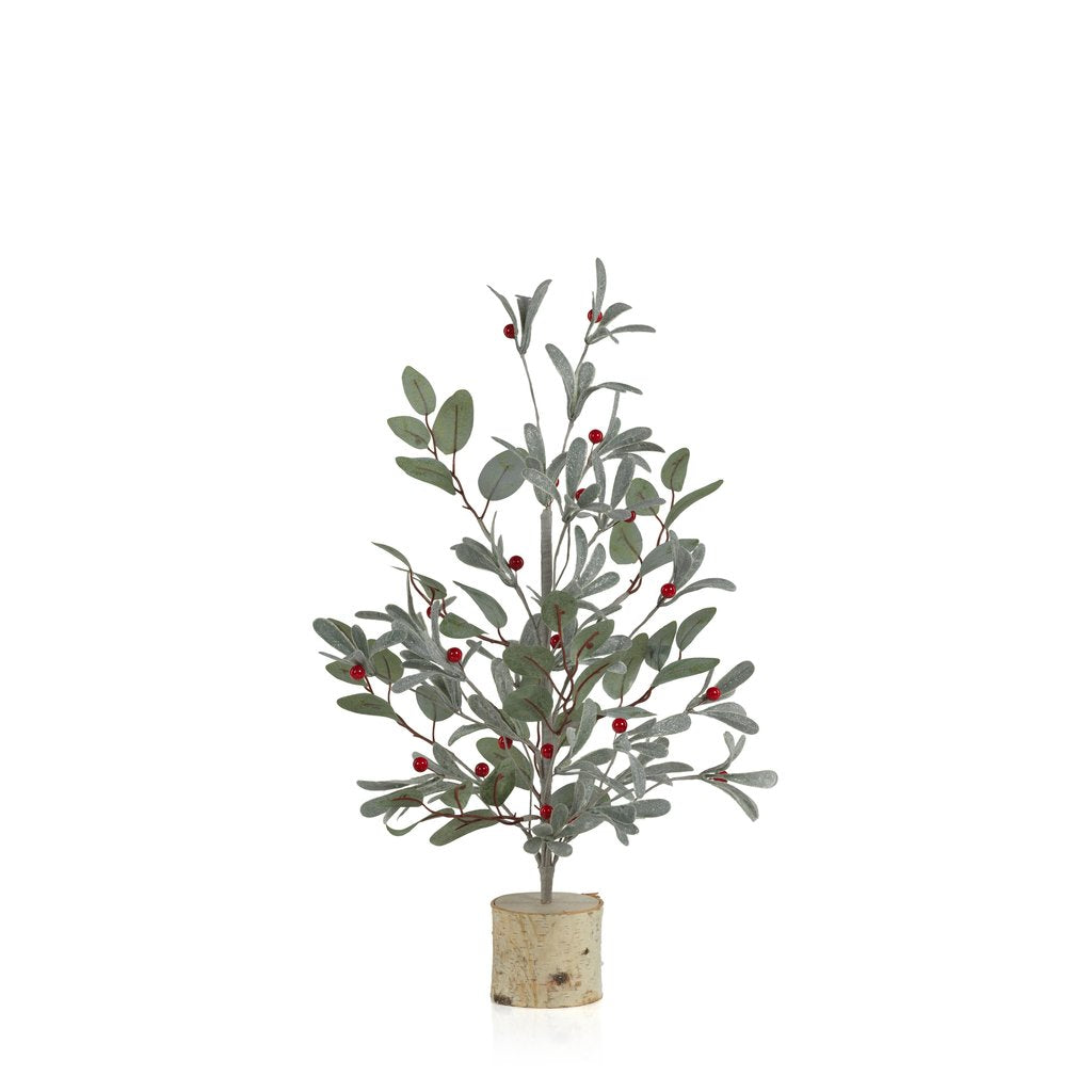 Frosted Eucalyptus Tree w/Red Berries on Birch Base - Seasonal & Holiday Decorations by Carlyle Avenue