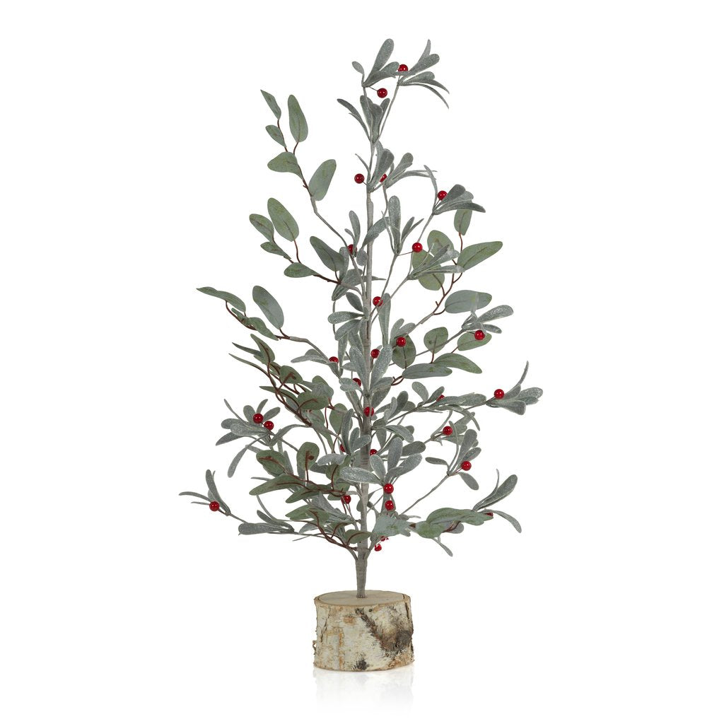 Frosted Eucalyptus Tree w/Red Berries on Birch Base - Seasonal & Holiday Decorations by Carlyle Avenue