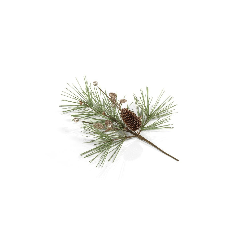 Needle Pine Tree w/Glitter Pinecone Pick - Wreaths & Garlands by Carlyle Avenue