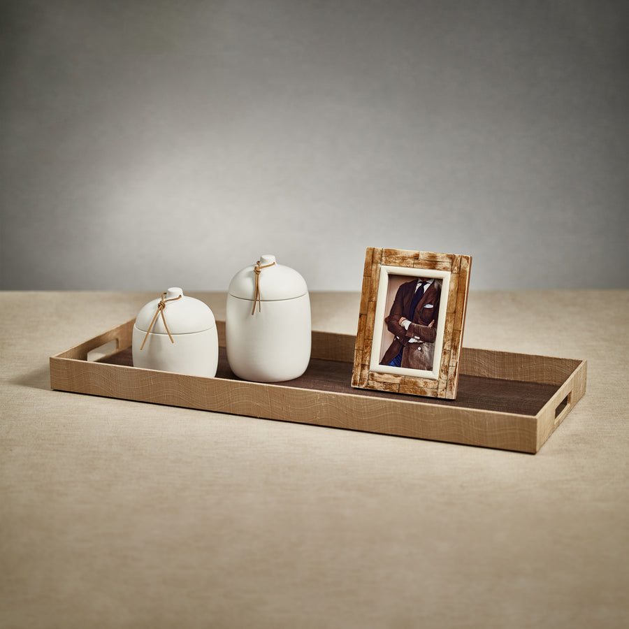 Prado Ceramic Canister with Leather Tie - White - Decorative Jars by Carlyle Avenue