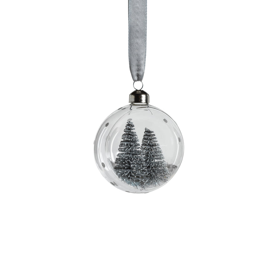 Clear Glass Ornament with Pine Trees - Silver - Ornaments by Carlyle Avenue