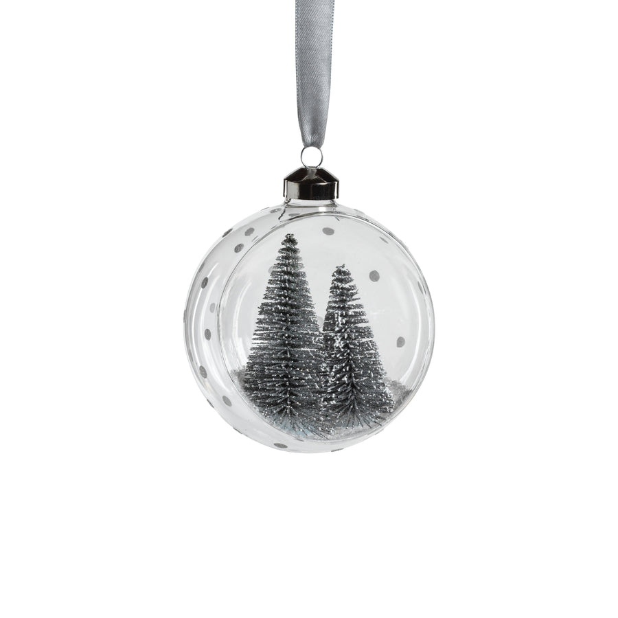 Clear Glass Ornament with Pine Trees - Silver - Ornaments by Carlyle Avenue
