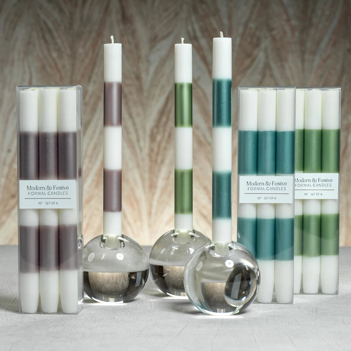 Modern & Festive Metallic Formal Taper Candles - Box of 6 - Candles by Carlyle Avenue