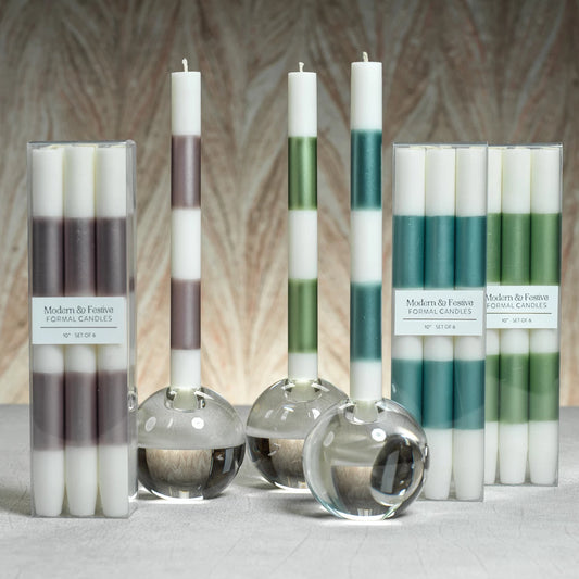 Modern & Festive Metallic Formal Taper Candles - Box of 6 - Candles by Carlyle Avenue