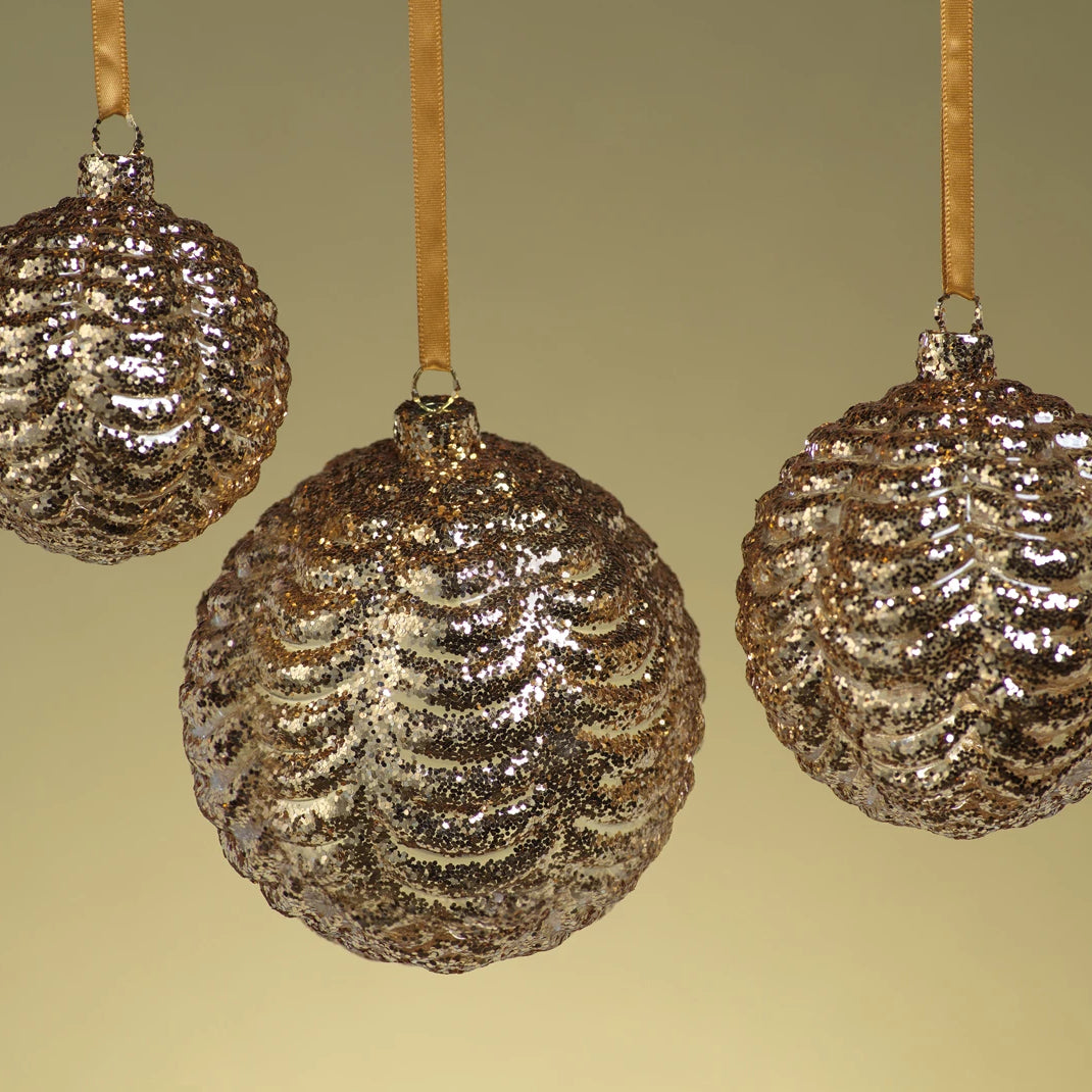 Gold Ripple Ball Ornament - Ornaments by Carlyle Avenue