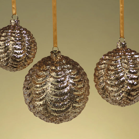 Gold Ripple Ball Ornament - Ornaments by Carlyle Avenue