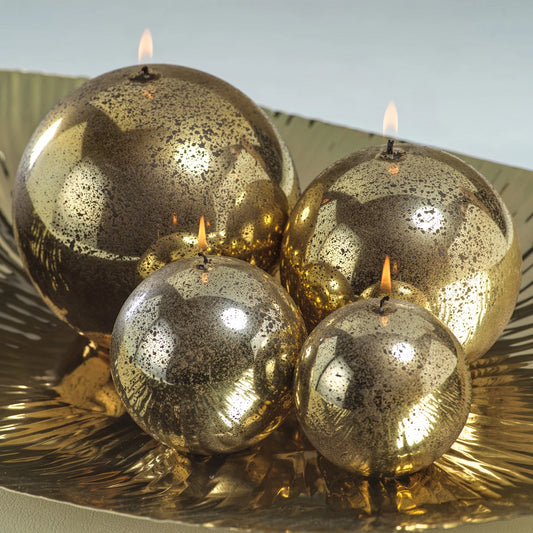 Shiny Metallic Ball Candle - Antique Gold - Candles by Carlyle Avenue