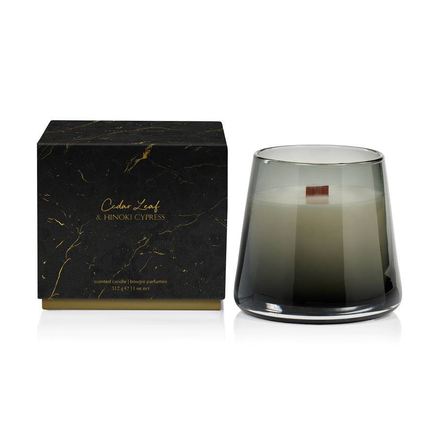 Smoke Glass Candle Jar w/Wood Wick - Candles by Carlyle Avenue