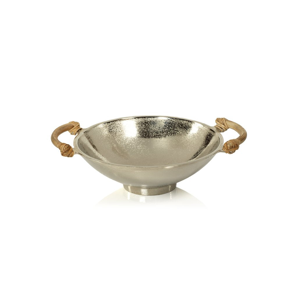 Aluminum Bowl w/Rattan Handles - Bowls by Carlyle Avenue