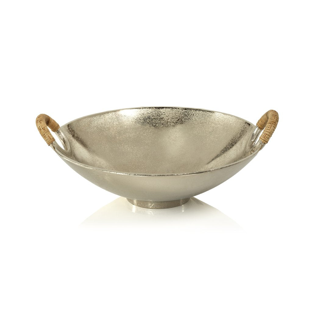 Aluminum Bowl w/Rattan Handles - Bowls by Carlyle Avenue