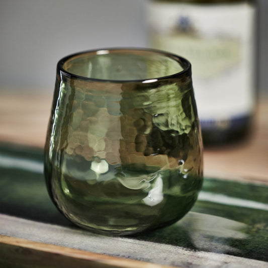 Artisan Hammered Stemless Glass - Green - Set of 4 - Drinkware by Carlyle Avenue
