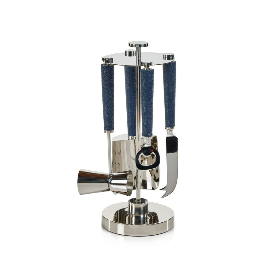 Laguna Nickel & Leather Bar Tool Set - Barware by Carlyle Avenue