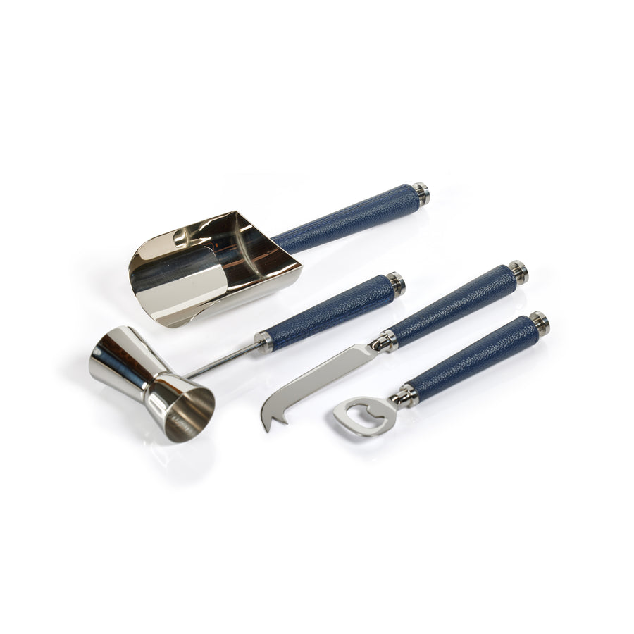 Laguna Nickel & Leather Bar Tool Set - Barware by Carlyle Avenue