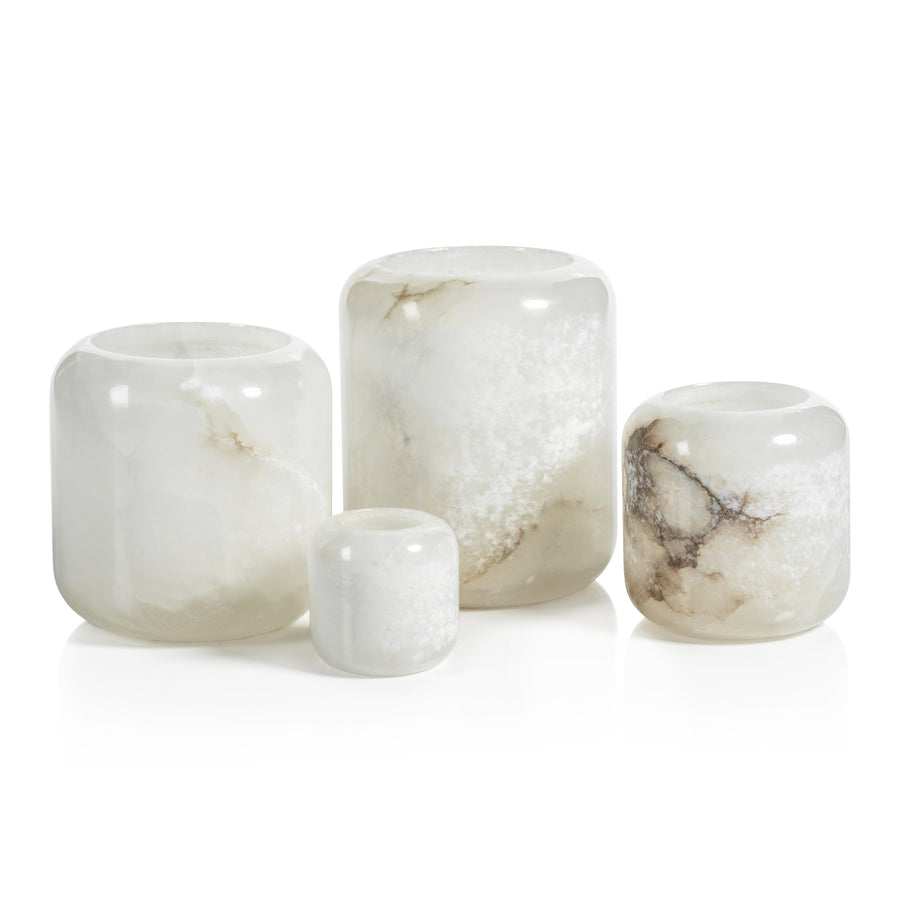 Teran Polished Alabaster Stone Candle Holder / Vase - Candle Holders by Carlyle Avenue