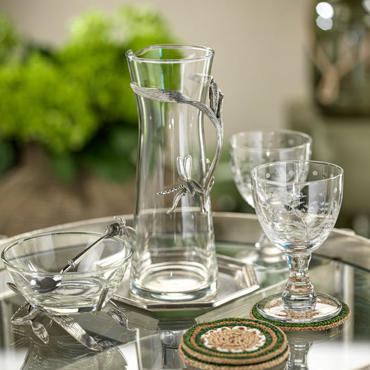 Dragonfly Pewter & Glass Pitcher - Drinkware by Carlyle Avenue