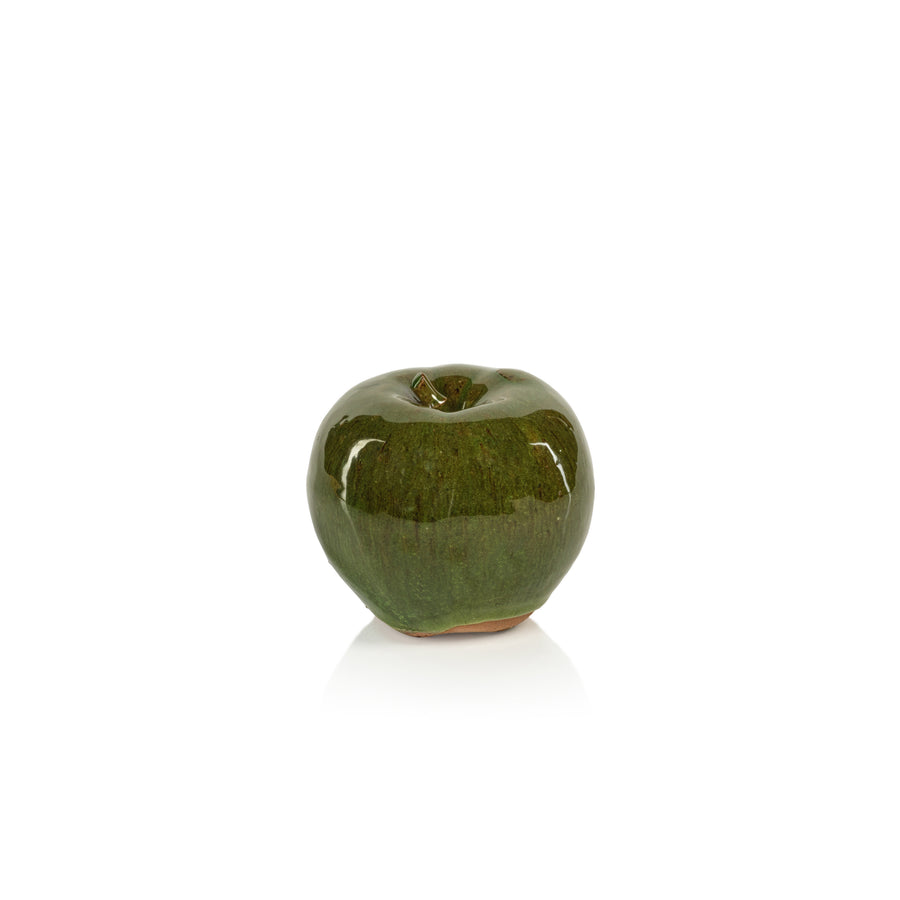 Normandy Green Glazed Stoneware Decorative Apple - Decorative Accessories by Carlyle Avenue