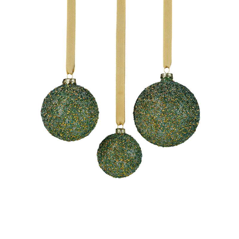 Beaded Glass Ball Ornament - Green - Ornaments by Carlyle Avenue