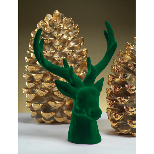 Flocked Green Stag Head - Christmas Decor by Carlyle Avenue
