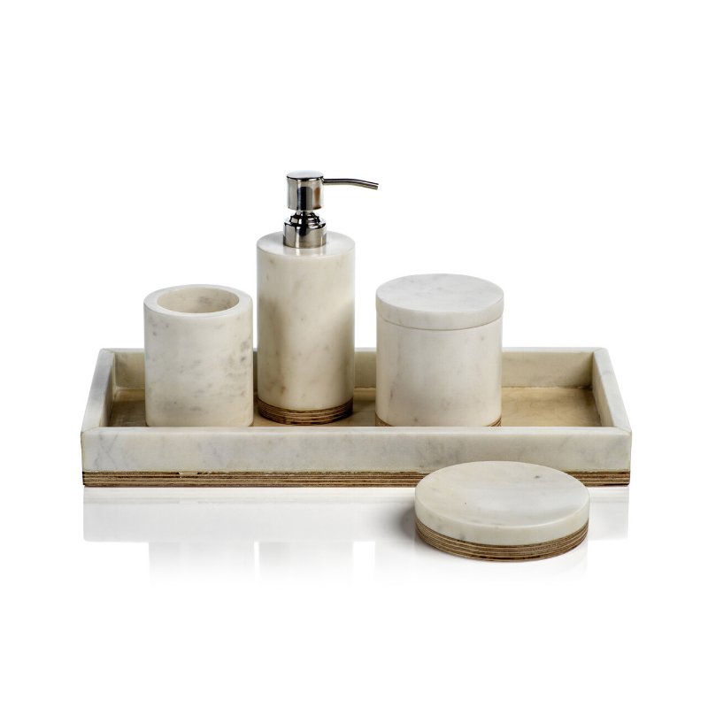 Singita Marble & Balsa Wood Vanity Set - Decorative Accessories by Carlyle Avenue