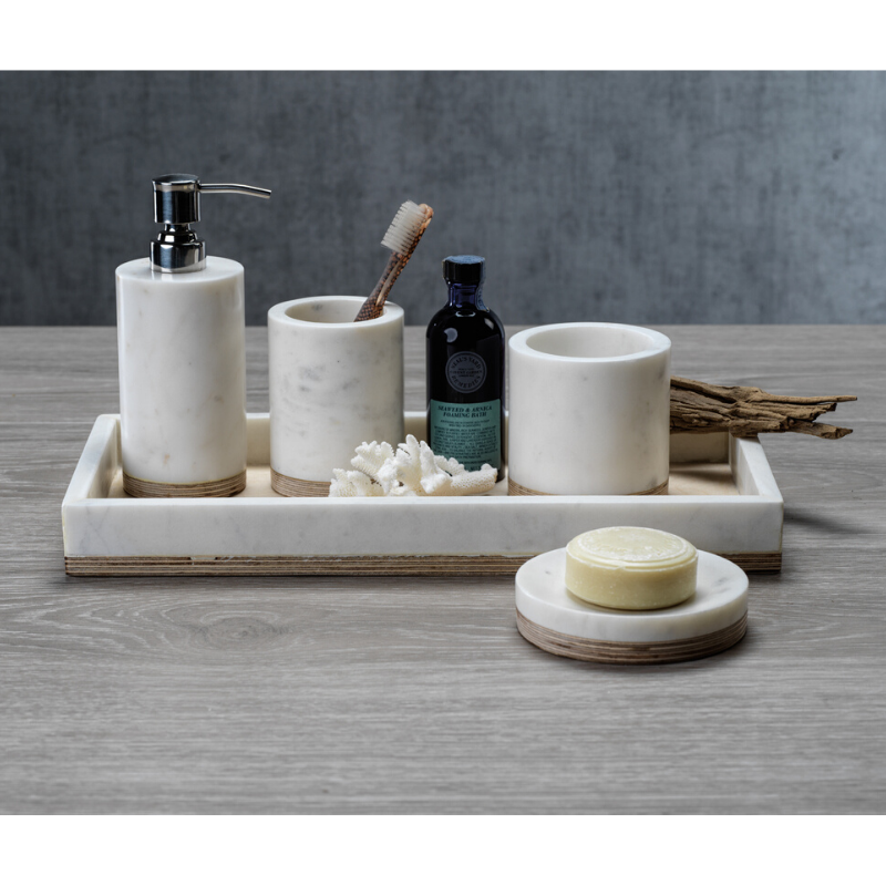 Singita Marble & Balsa Wood Vanity Set - Decorative Accessories by Carlyle Avenue