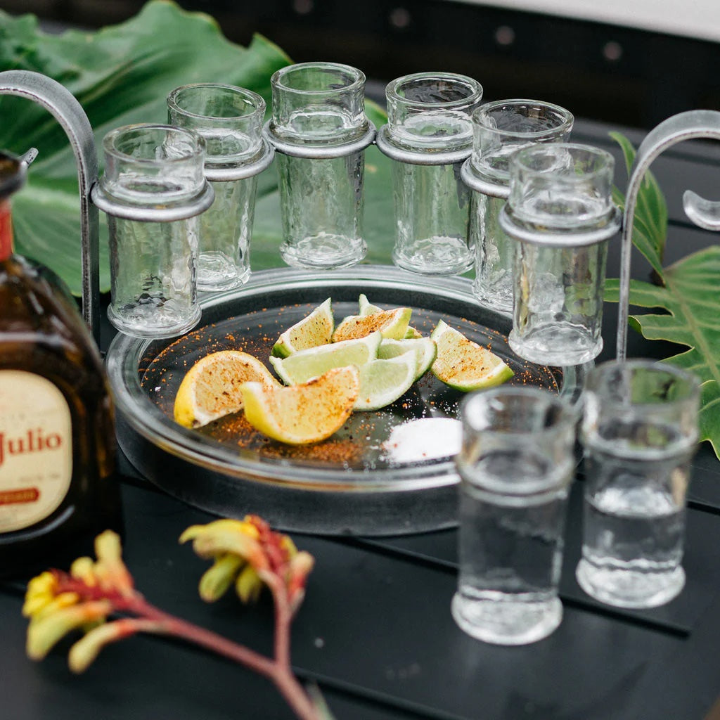 whiskey glasses with bottle