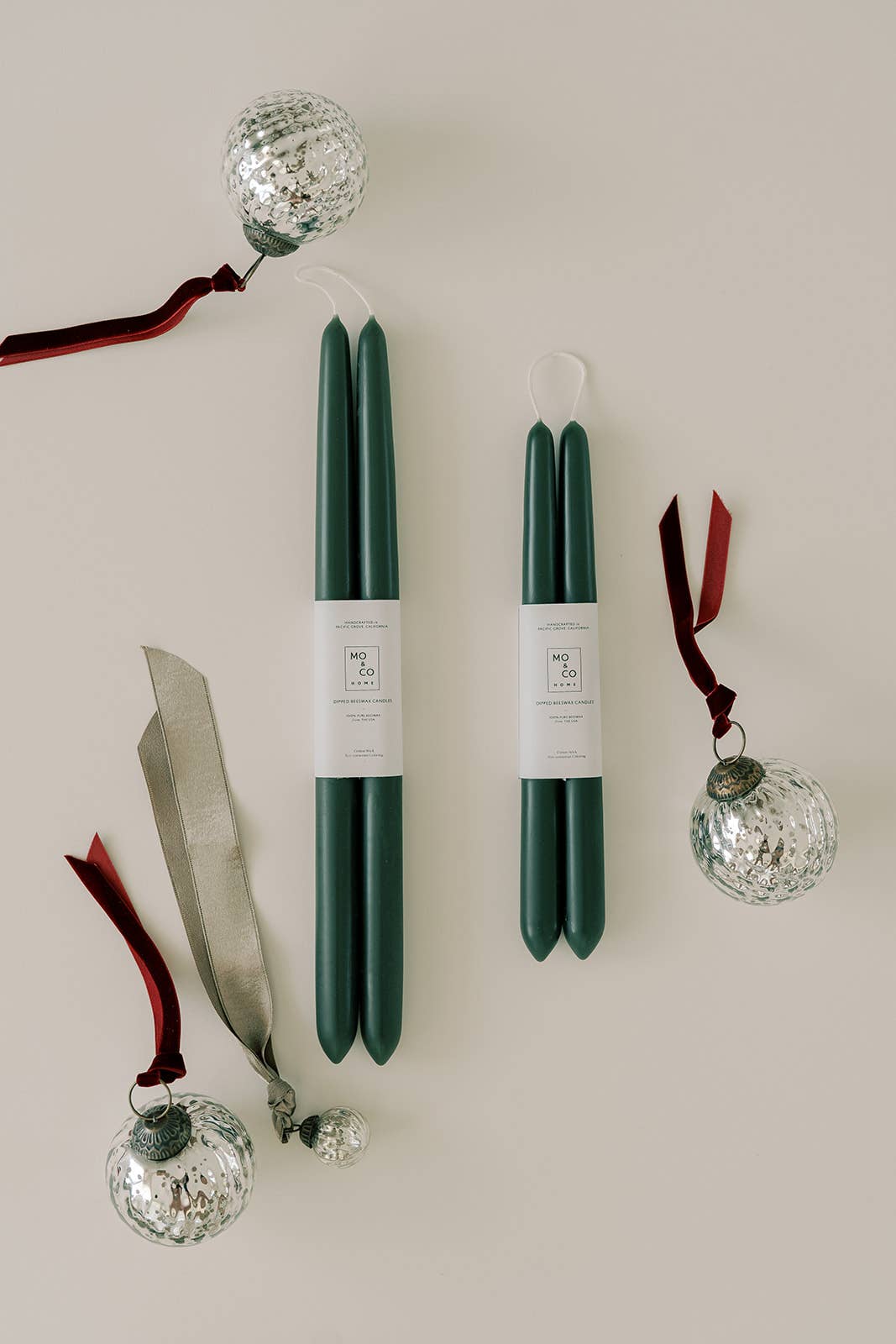 10" & 14" - 100% Beeswax Dipped Candles | Forest Green