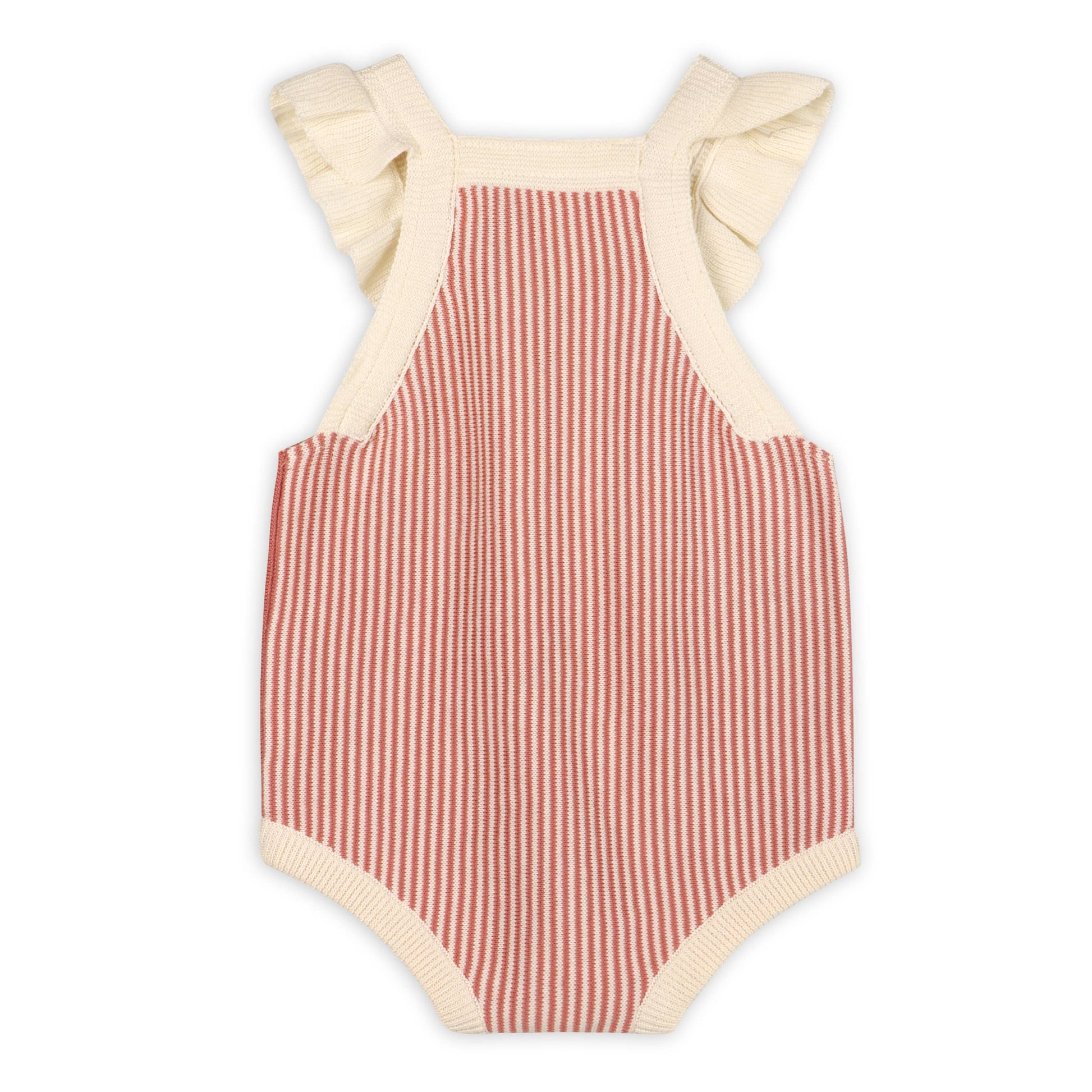 Cherry Stripe Embroidered Baby Ruffle Romper Set (Organic) - Kids Clothing by Carlyle Avenue