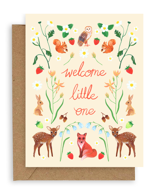 Flora Fauna Baby Card - Greeting Cards by Carlyle Avenue