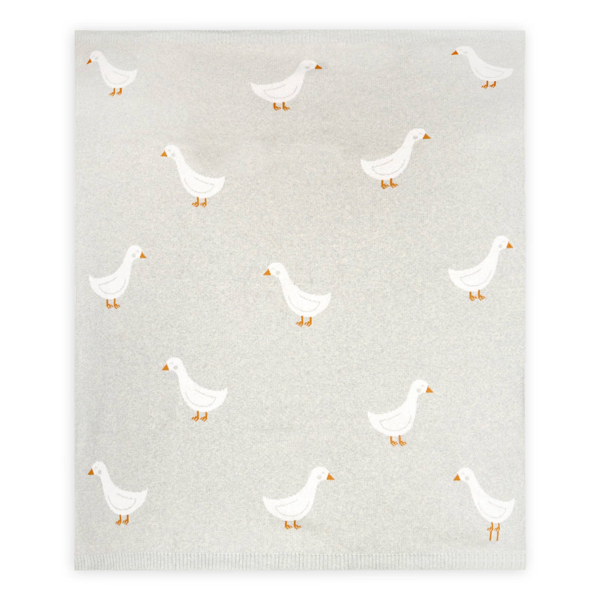Duck Waddle - Organic Jacquard Knit Baby Blankets featuring adorable duck motif on soft background.
