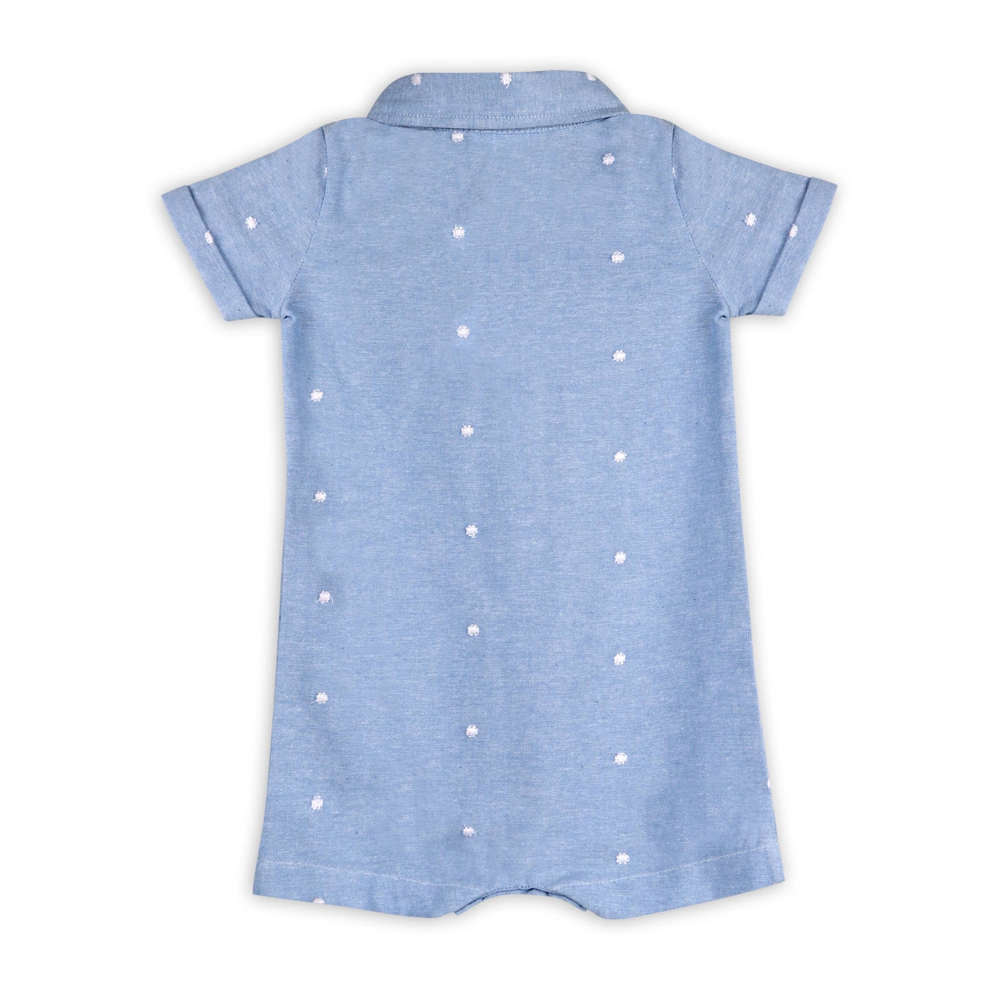 Isla Bowtie Chambray Baby Romper (Organic Cotton) - Kids Clothing by Carlyle Avenue