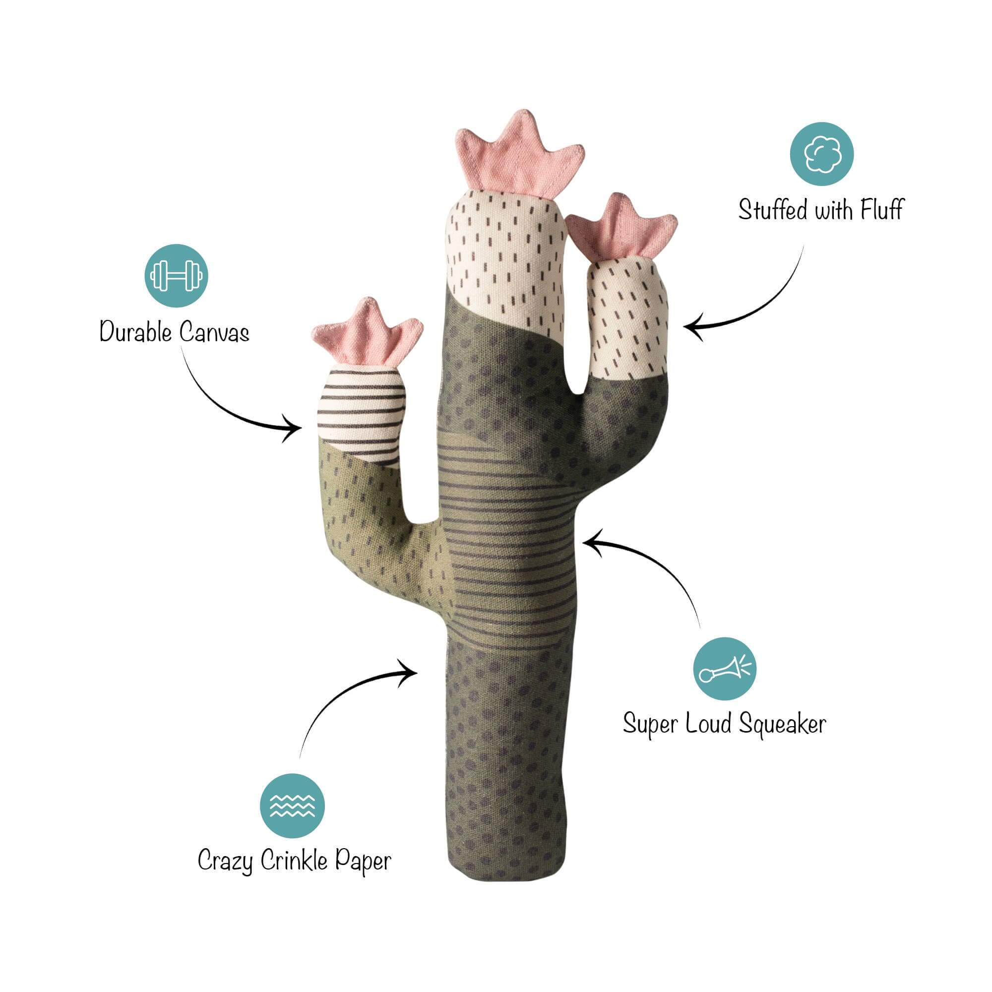CANVAS SQUEAKER DOG TOY I CAN BE A BIT PRICKLY