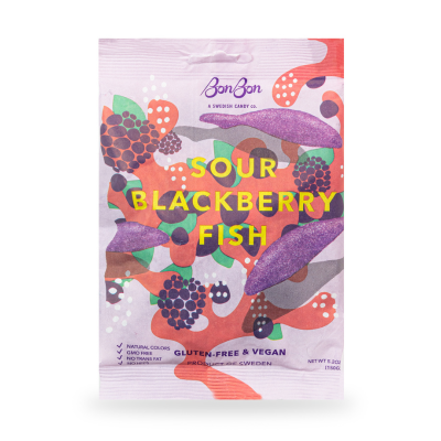 Sour Blackberry Fish - Swedish Candy 5.2oz (150g) -  by Carlyle Avenue