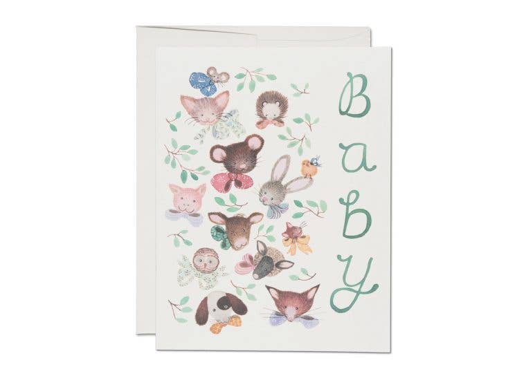 Pink Noses baby greeting card