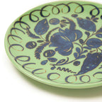 Amalfi Dessert Plate Green - 9.1" Diameter featuring hand-painted floral design on a soft green background.