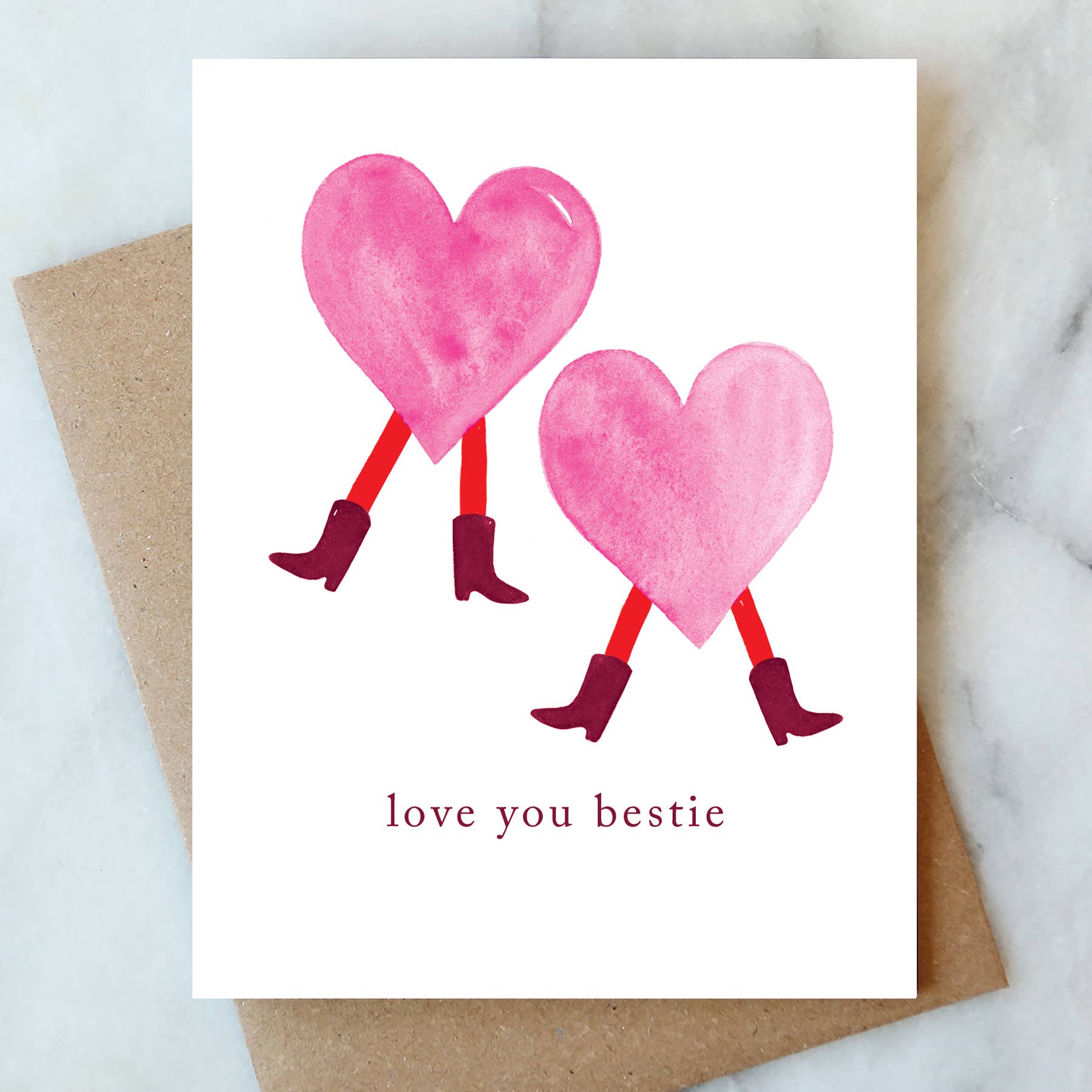 Dancing Hearts Bestie Card | Valentine Love Friendship - Greeting Cards by Carlyle Avenue