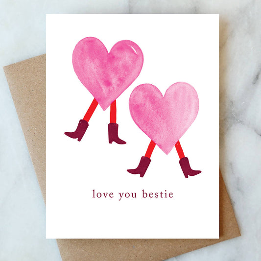 Dancing Hearts Bestie Card | Valentine Love Friendship - Greeting Cards by Carlyle Avenue