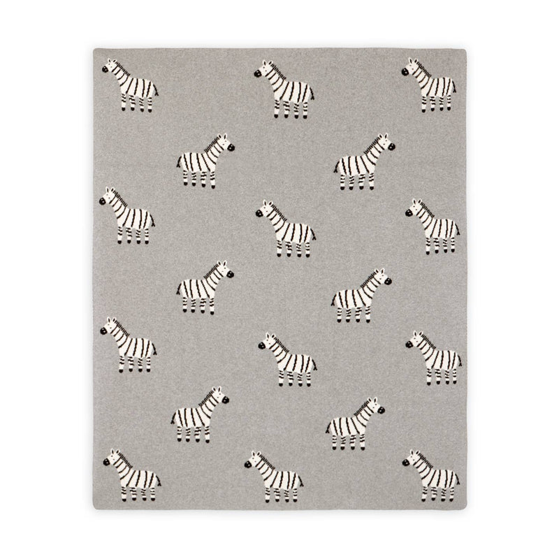 Zebra  - Organic Cotton Jacquard Knit Baby Blanket - CARLYLE AVENUE