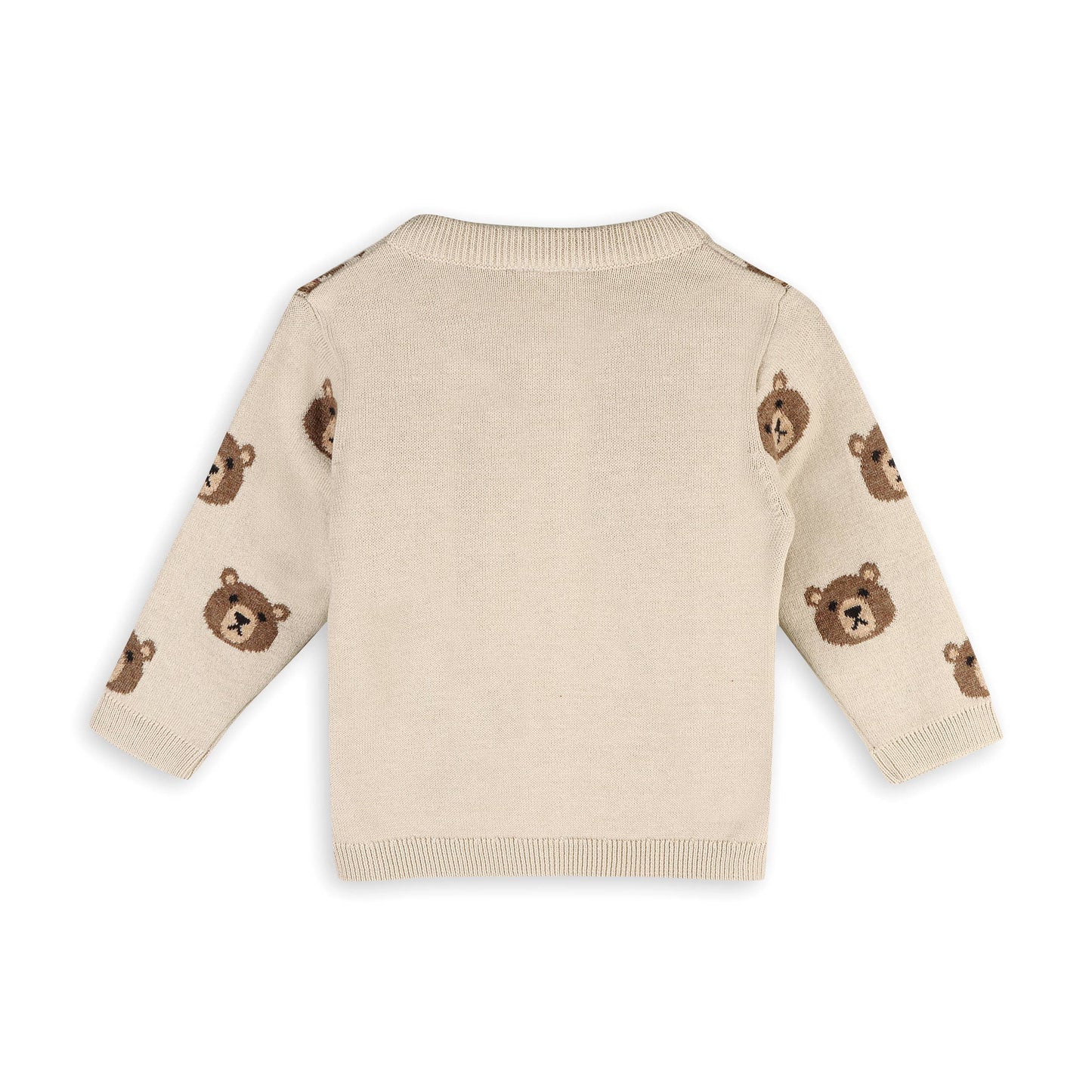 Brown Bear Jacquard Baby Cardigan Sweater (Organic Cotton)