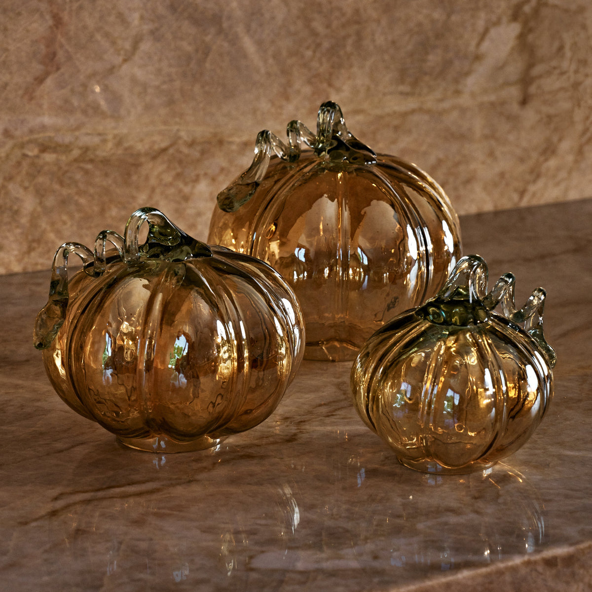 Iridescent Glass Pumpkin, Set of 3